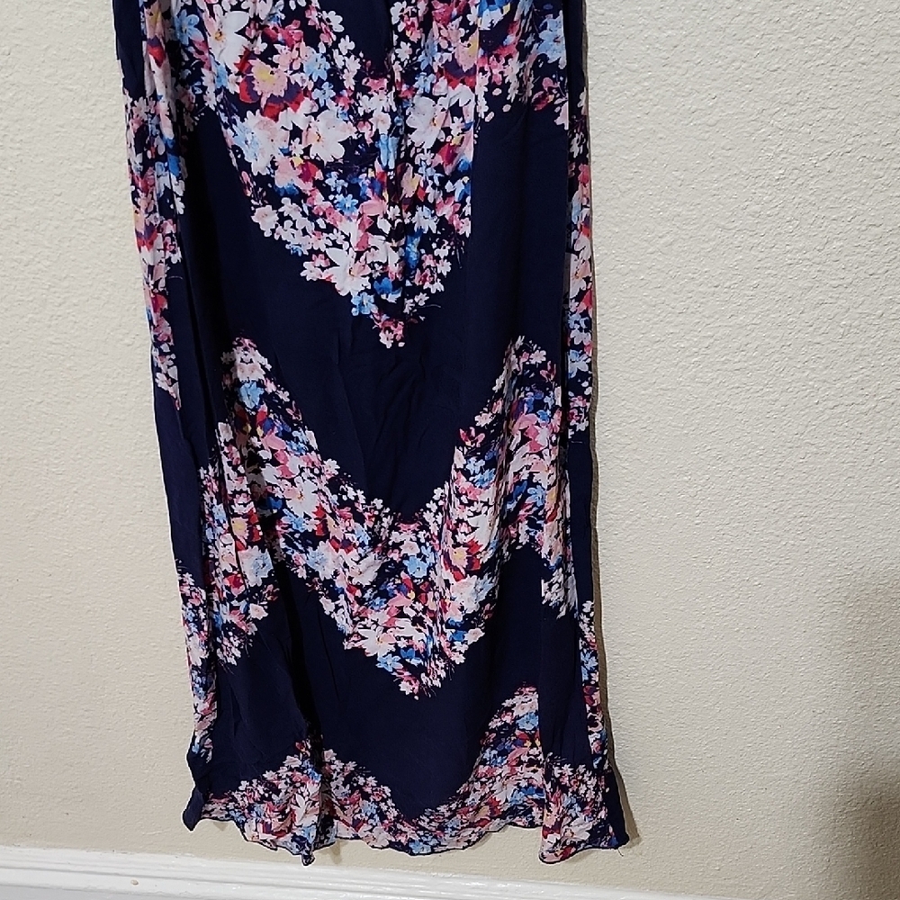 Deb Navy Blue and Pink Slip Dress Strapless Floral Dress - Picture 6 of 10